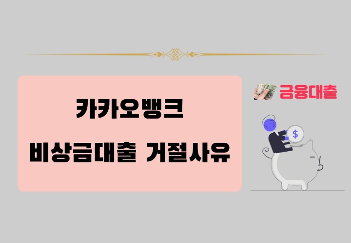 카카오뱅크 비상금대출 거절 사유 총정리