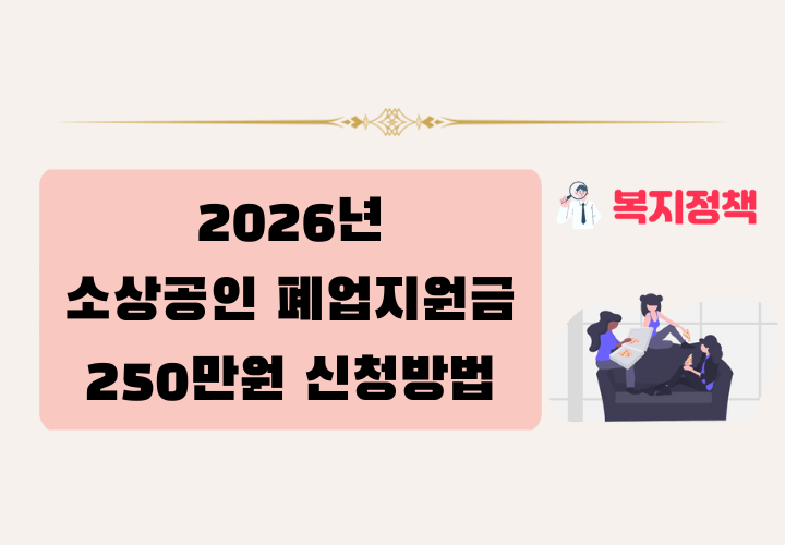 2026년 소상공인 폐업지원금 최대 250만 원 신청 방법